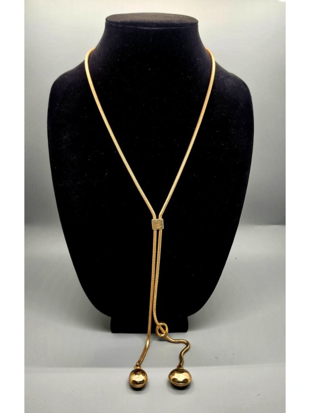 Adjustable Gold-Tone Lariat Necklace With Hammered Ball Accents Chico's